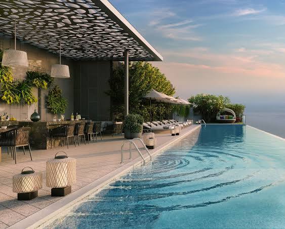 Swimming Pool — Luxury swimming pool at Ajmera Prive Juhu
