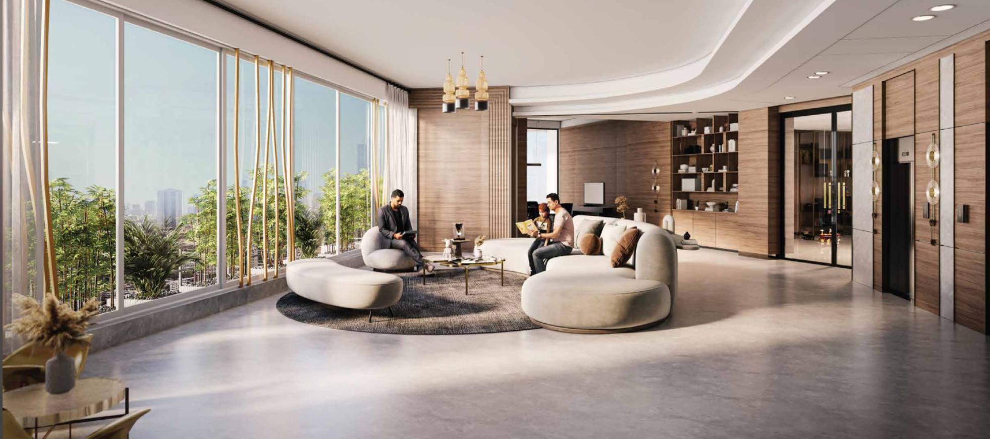 Aurum Arts Worli grand residential lobby with elegant interiors