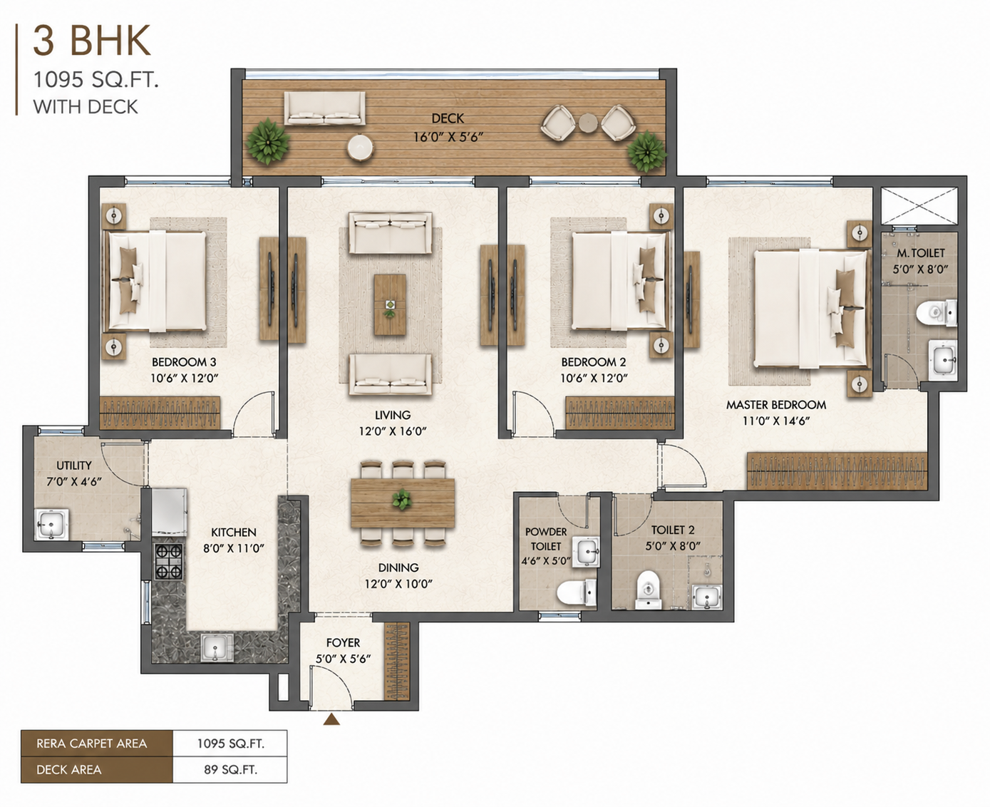 Bsafal Maitripark Chembur 3 BHK Floor Plan