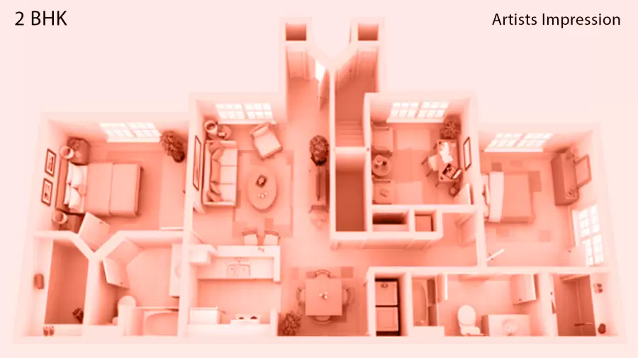 Yashvi  Chidakash 2BHK  Floor Plan