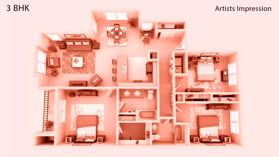 Yashvi  Chidakash 3BHK  Floor Plan
