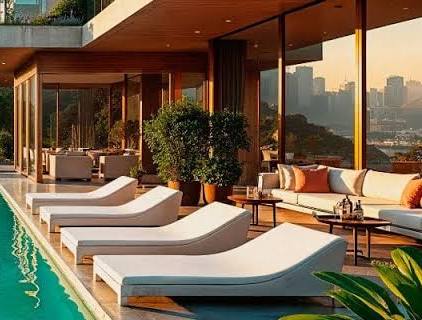 Swimming pool at Embassy Terrazza Juhu within the luxury residential development