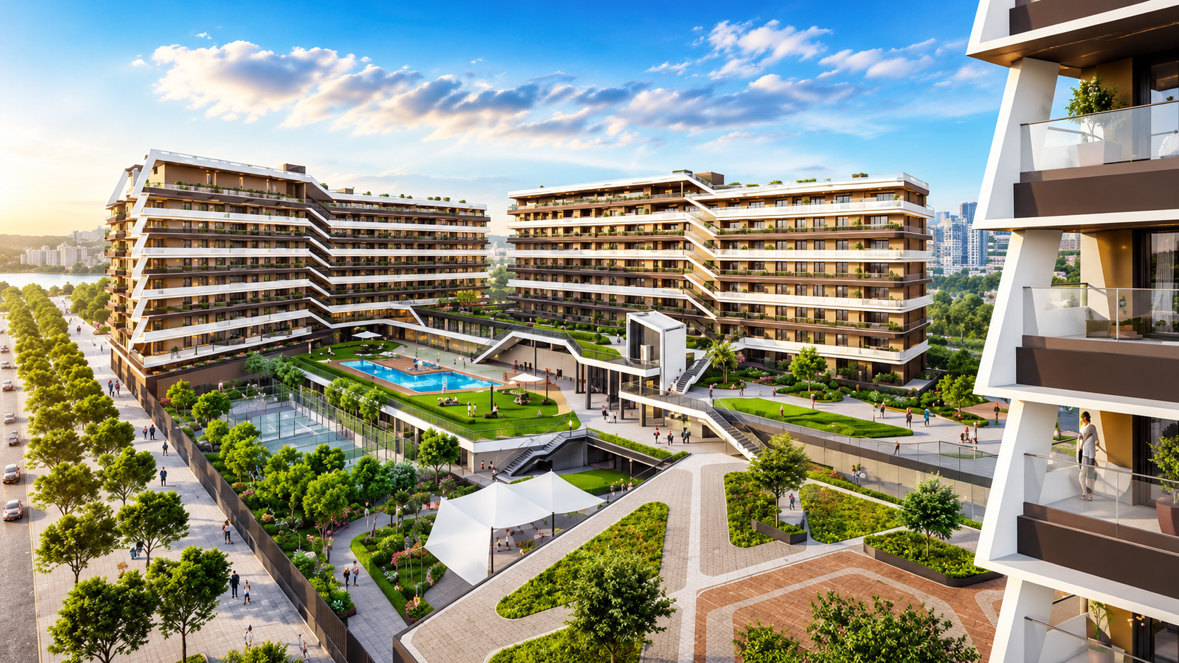 Hines Powai Real Estate luxury swimming pool and modern residential apartments at the Hines Chandivali Powai lake-facing project.