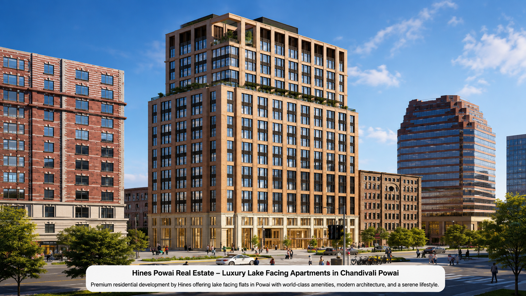 Hines Powai Real Estate Project featuring landscaped open spaces, luxury residences, premium amenities, and a modern lifestyle in Chandivali Powai.