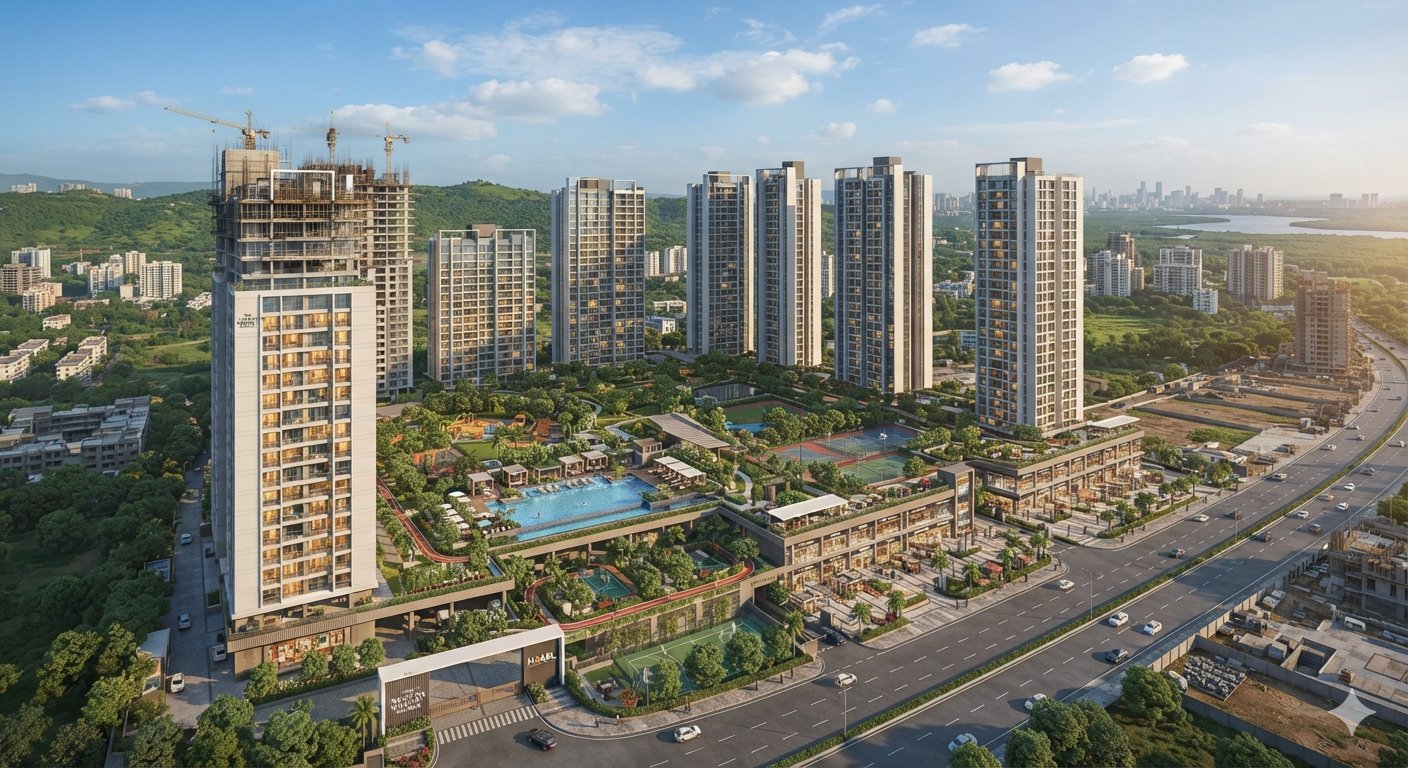 House of Abhinandan Lodha Naigaon apartment building facade