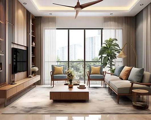 Luxury apartment living room at Kalpataru Magnus, Bandra East