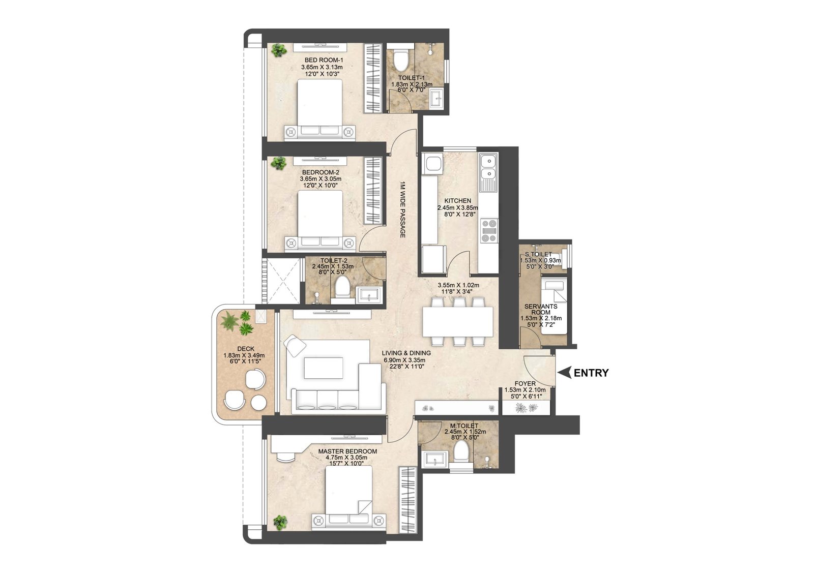  3 BHK  Floor Plan