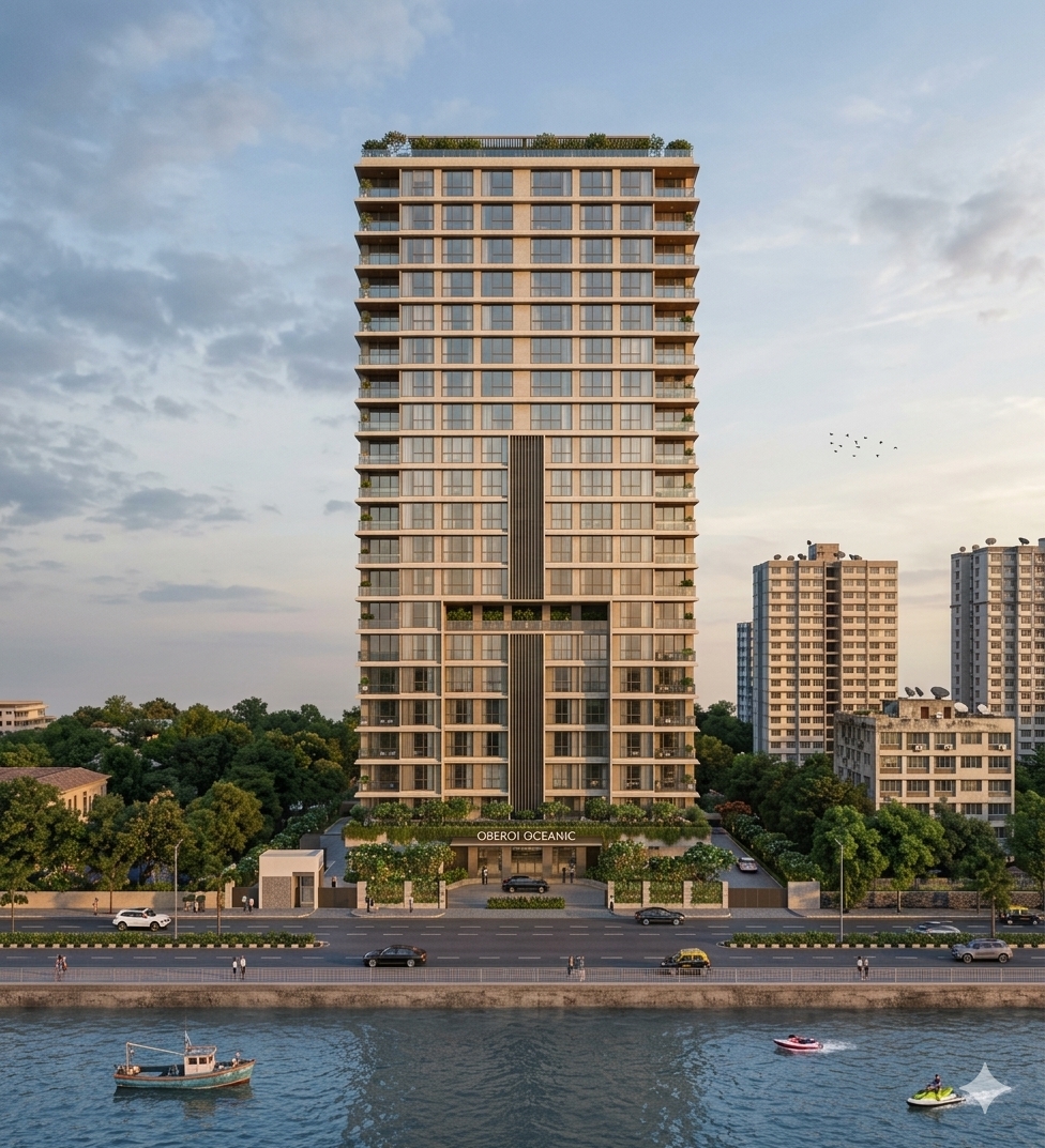 Luxury residences at Oberoi Oceanic Bandra near Carter Road, with the coastal surroundings of Bandra West, Mumbai. Luxury residential real estate project