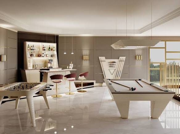 Indoor recreation area within a luxury residential development