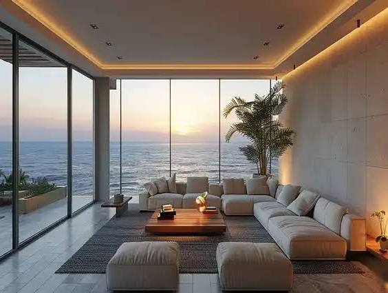 Contemporary modular kitchen design in a luxury apartment near Carter Road, Bandra West.