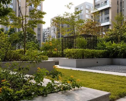 Landscaped garden at Purva Estrella Lokhandwala