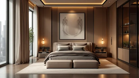Bedroom interiors showcasing the residential character of Purva Estrella.