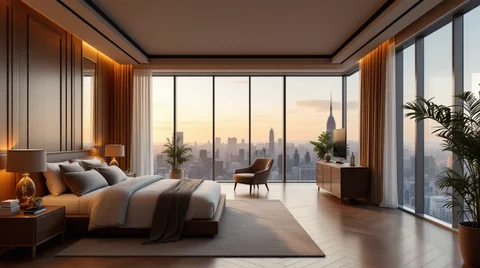 Bedroom interiors showcasing the residential character of Purva Estrella.