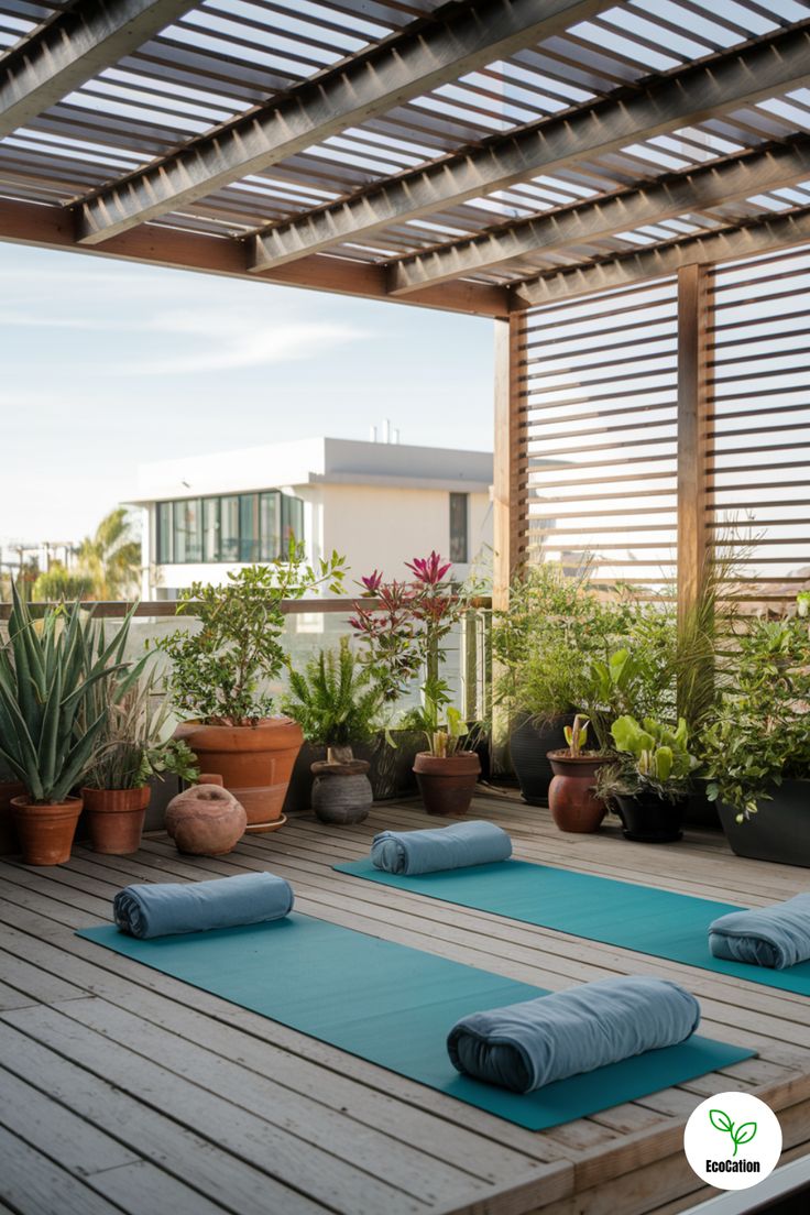 Peaceful yoga deck at Raymond Mahim West for wellness and relaxation.