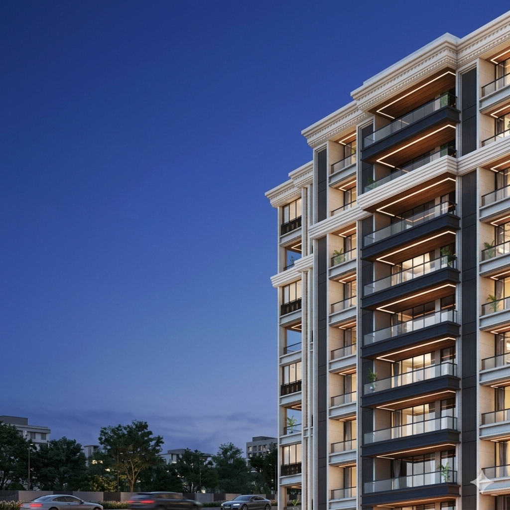 Contemporary building façade of The Legend by Ashar Mumbai